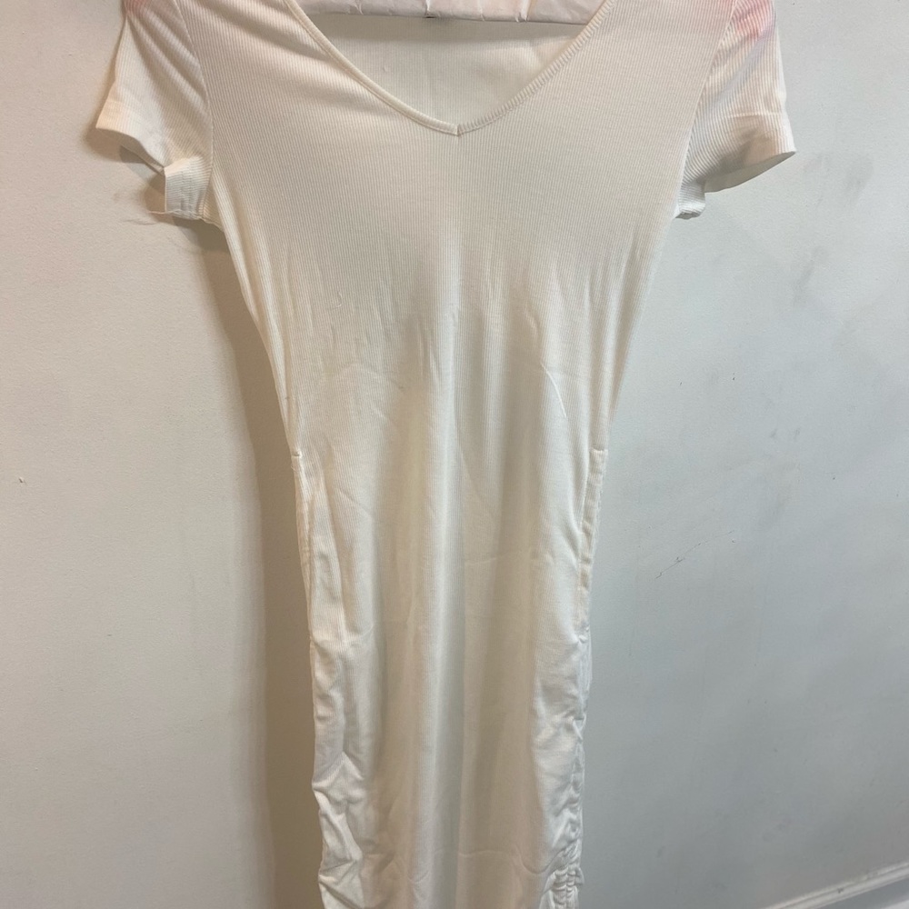 BRAND NEW SHEIN WHITE RUCHED BODYCON DRESS